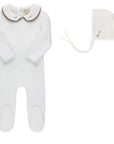 Embroidered Velour Collar Collection - Footie + Bonnet