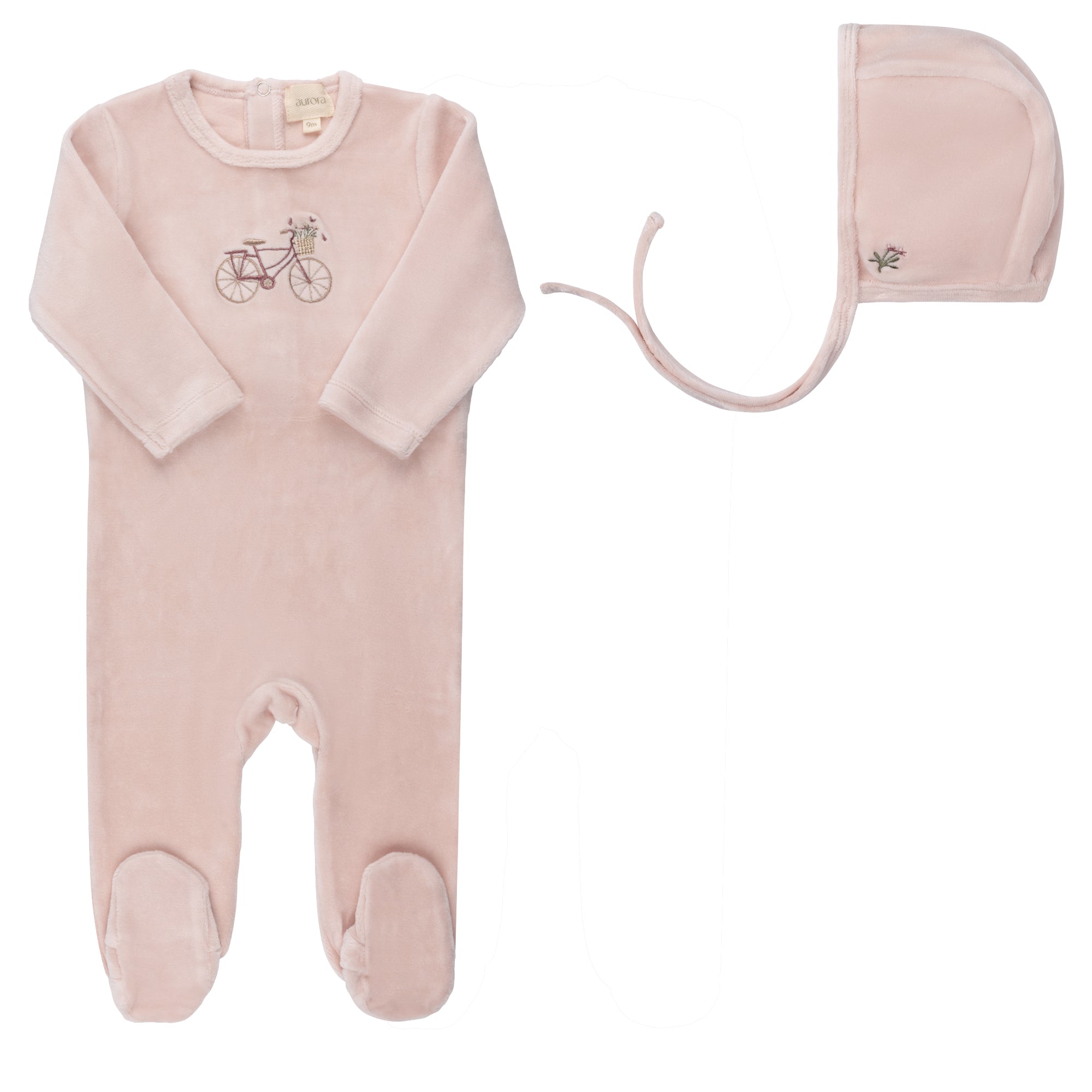 Velour Bicycle Collection - Footie + Bonnet