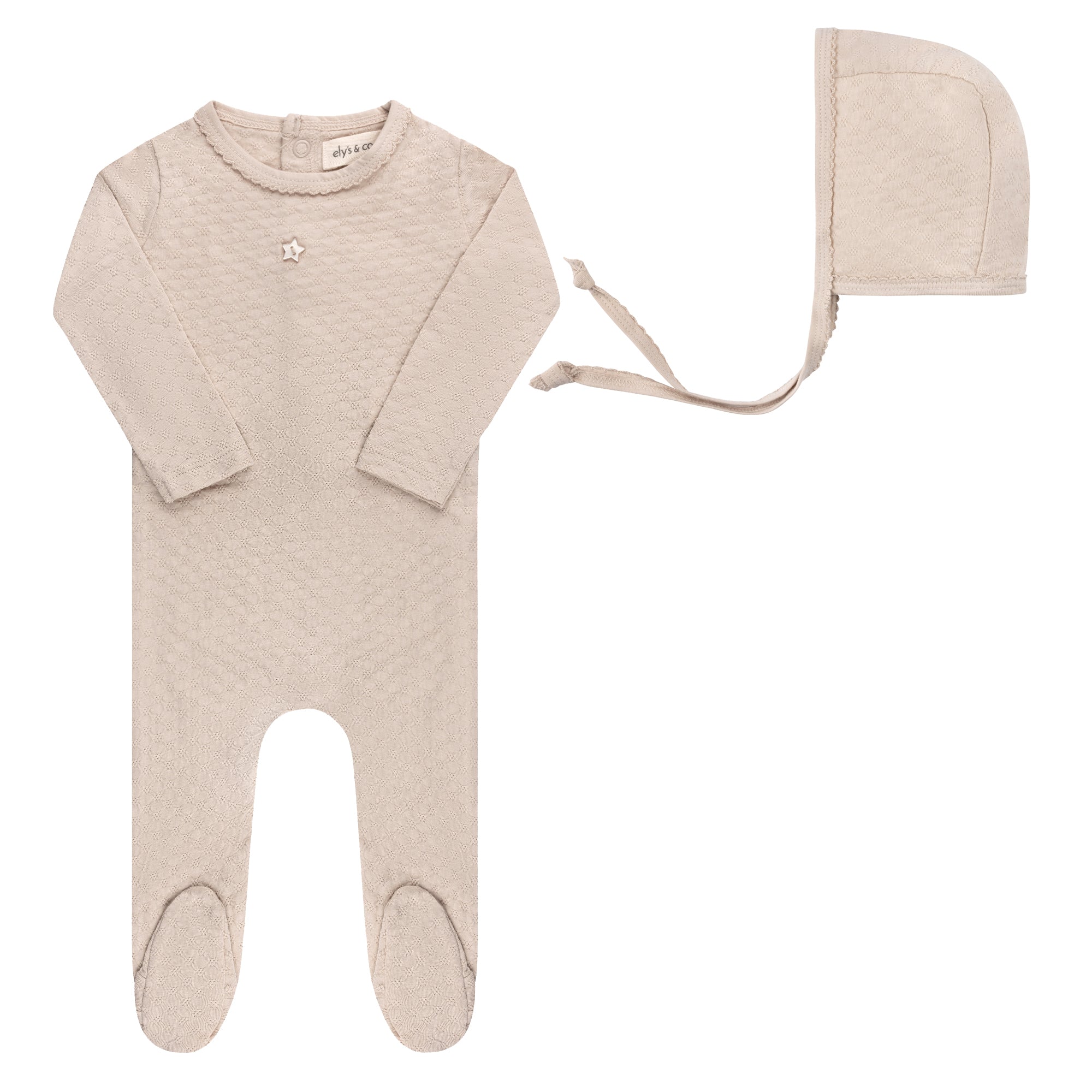 高い信頼 厚い信頼 Heart and Star Button Pointelle Collection - Footie + Bonnet トップス