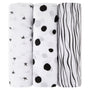 3 Pack Cotton Muslin Swaddle Blanket - Black & White Abstract