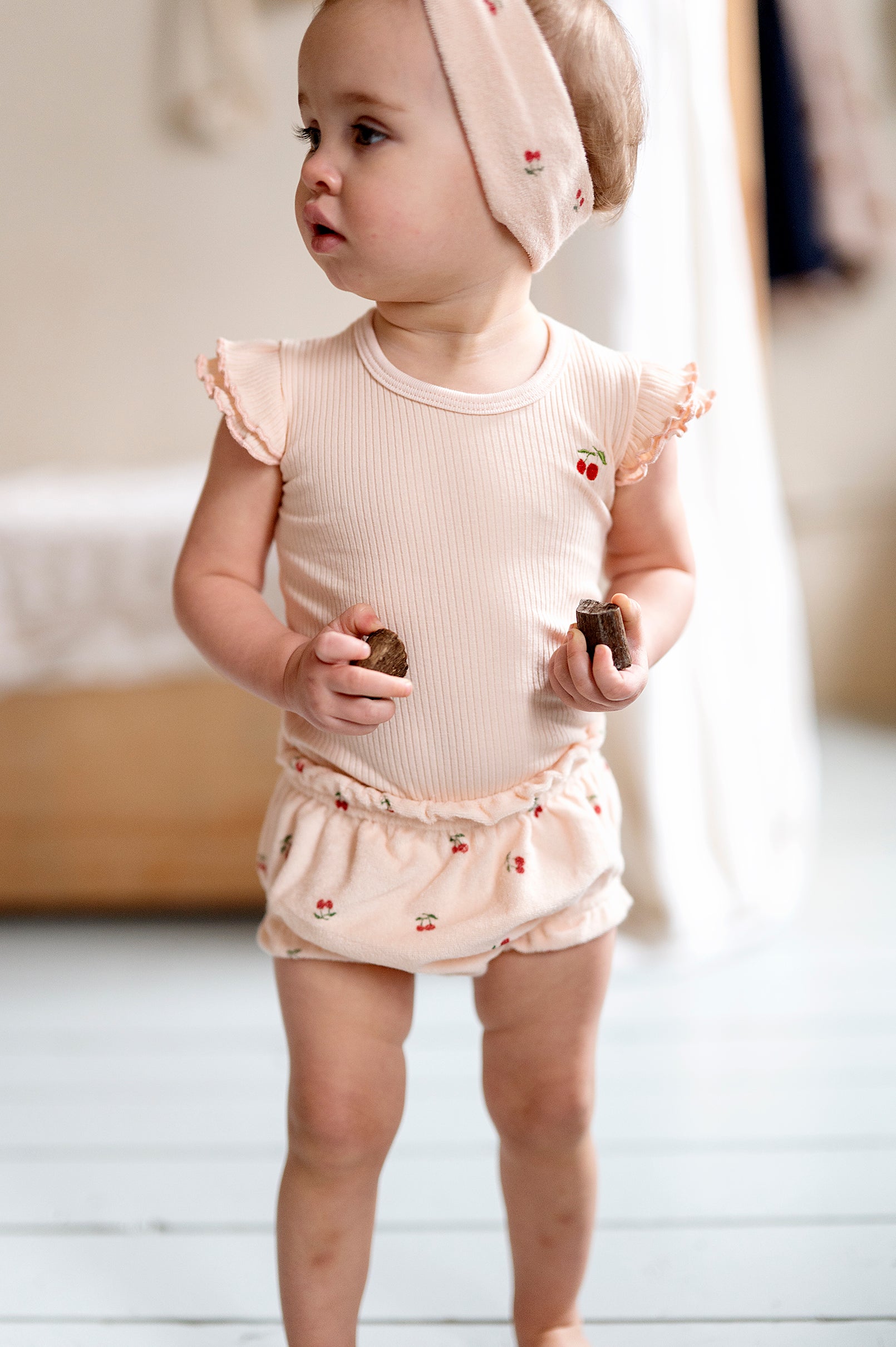Terry/Ribbed Cotton - Cherry Collection - Tshirt + Bloomer - Girls