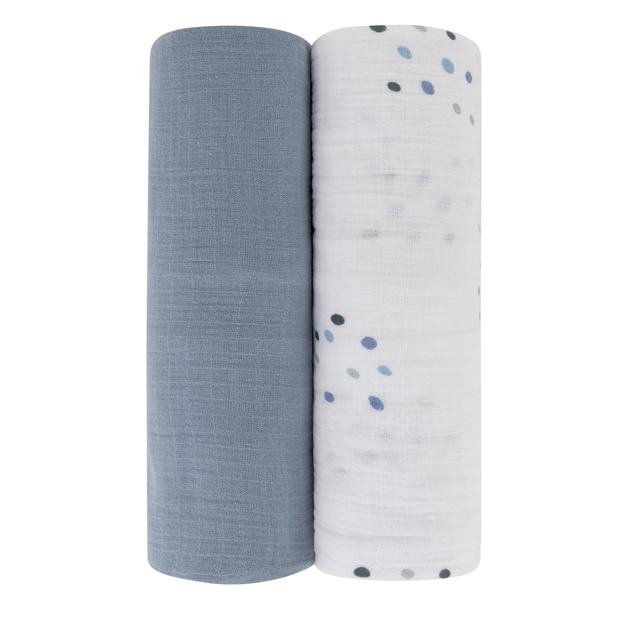 2 Pack Blue Raindrops Cotton Muslin Swaddle Blanket