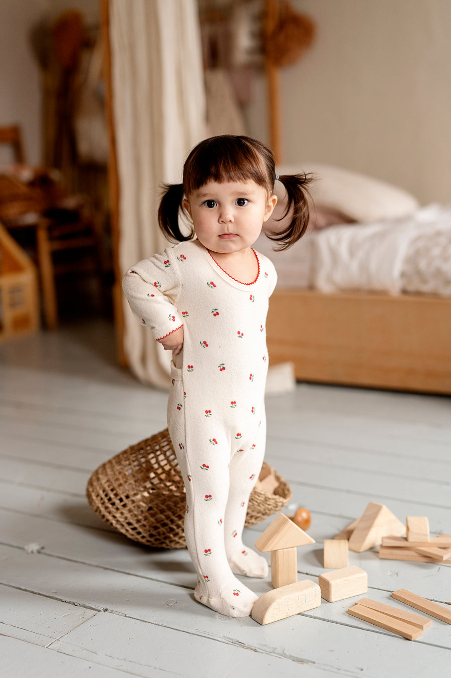 Terry/Ribbed Cotton - Cherry Collection - Footies