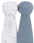 Blue Raindrops Muslin Swaddles Knotted