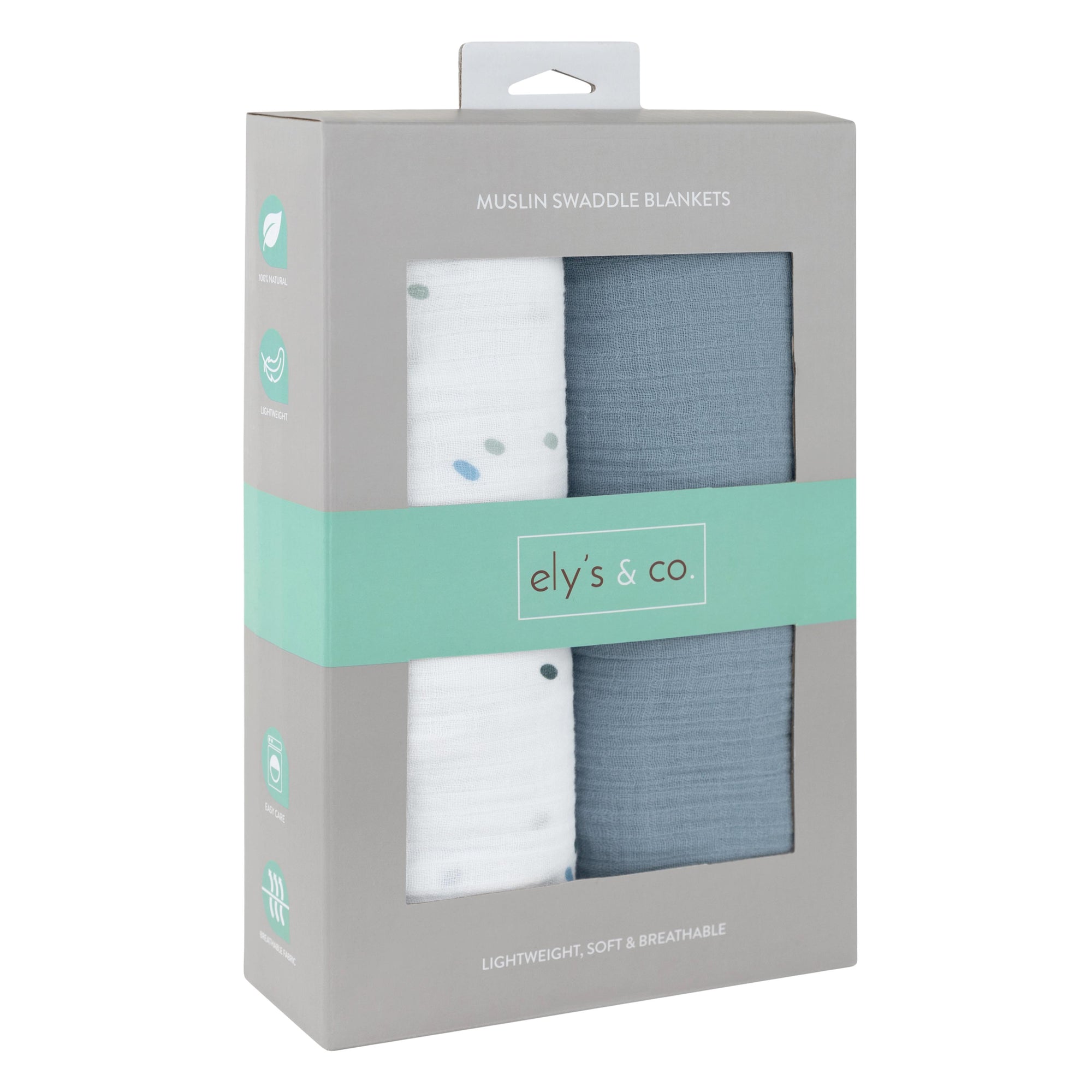 Blue Raindrops Muslin Swaddles Packaging
