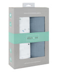 Blue Raindrops Muslin Swaddles Packaging