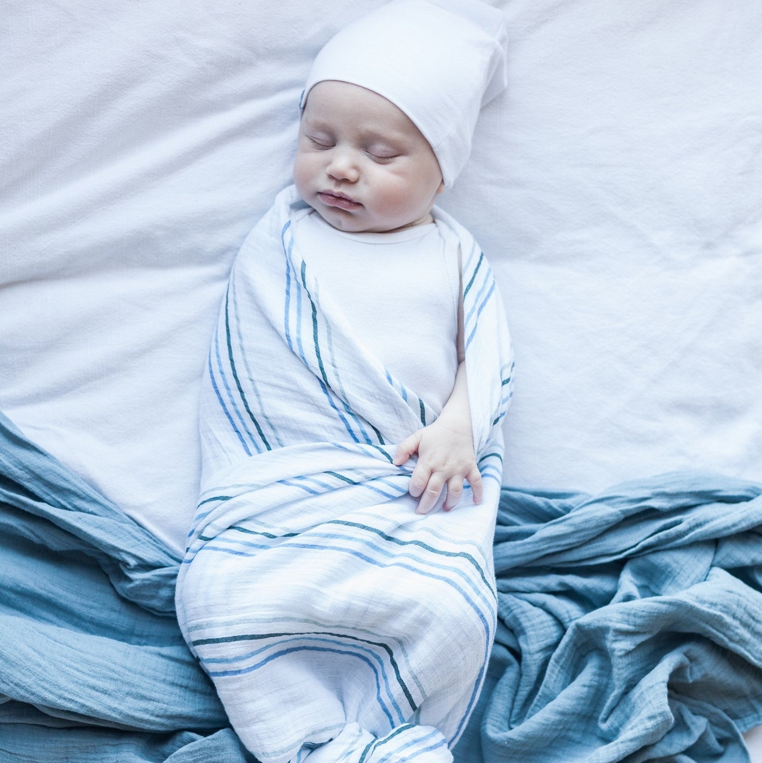 Blue Raindrops soft cotton swaddle