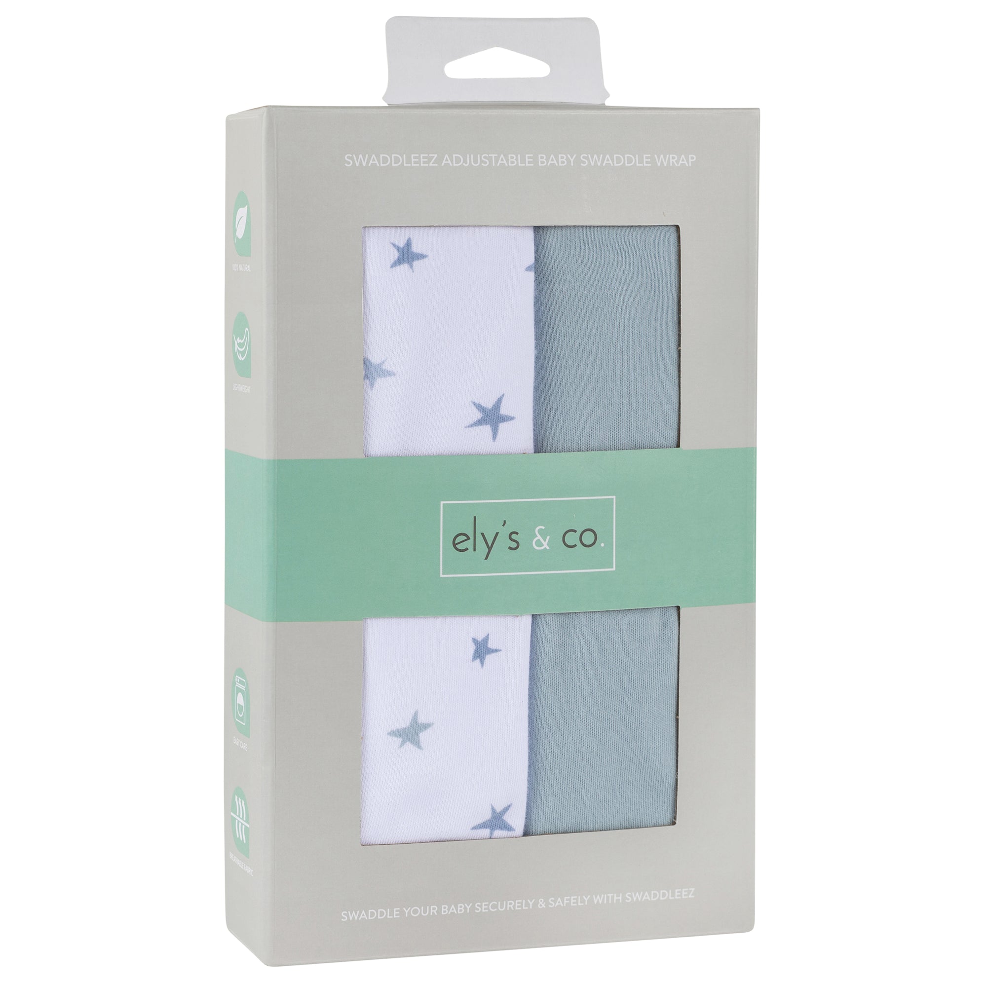 Blue Stars Adjustable Swaddle Blanket packaged