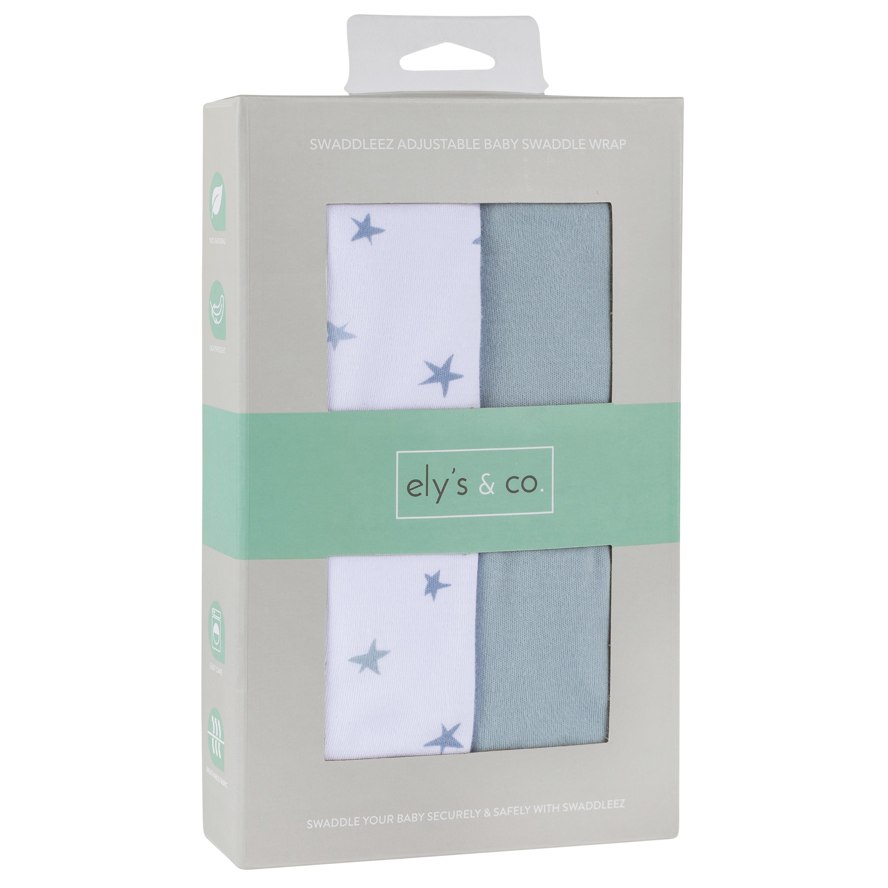 Blue Stars Adjustable Swaddle Blanket packaged