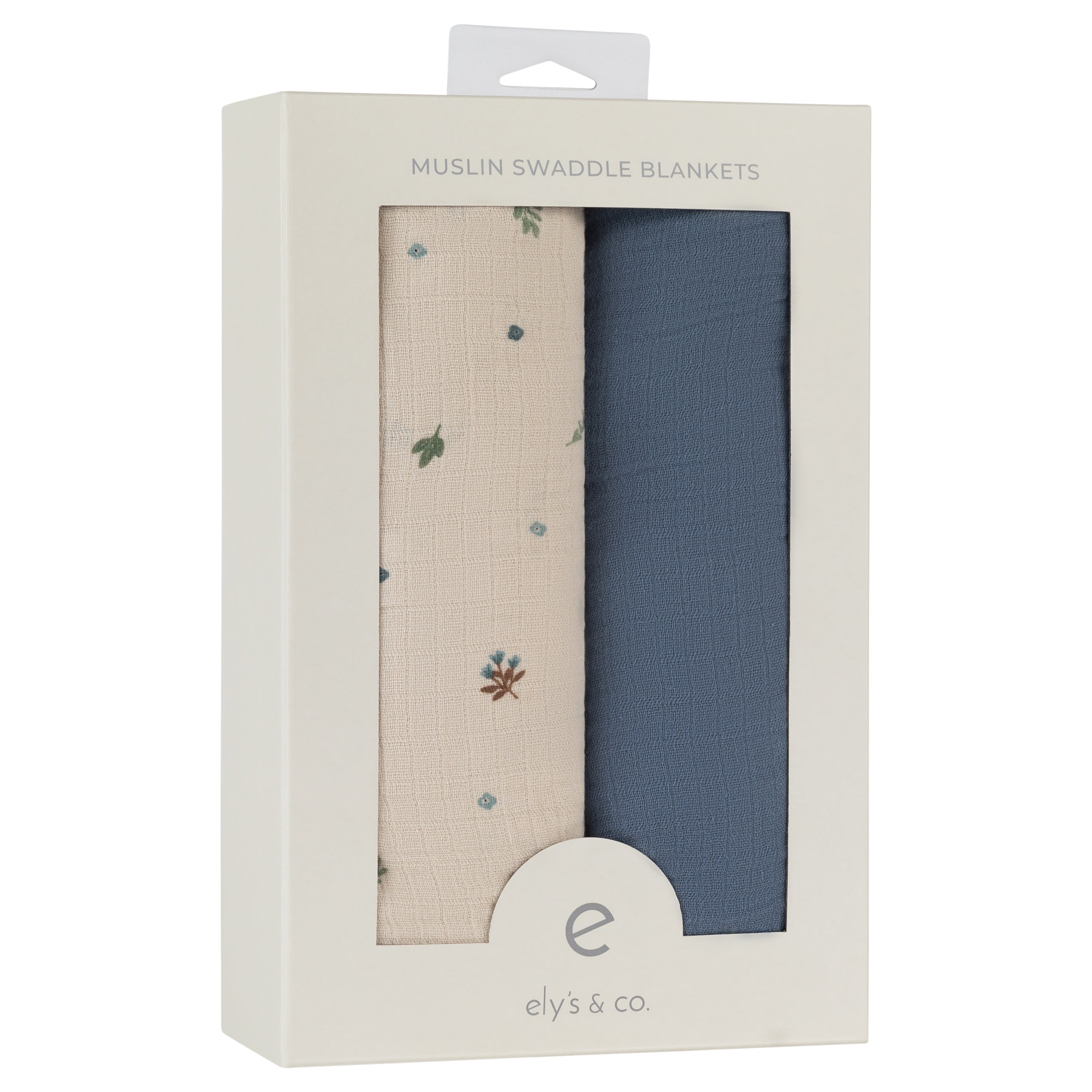 2 Pack Cotton Muslin Swaddle Blanket - Blue Garden Flower