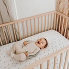 Hypoallergenic crib sheet set forest grey leaf print