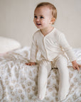 Ribbed Cotton - Embroidered Ginkgo Collection Footies