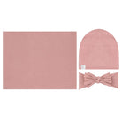 Dusty Rose Jersey Knit Cotton Swaddle, Beanie & Headband Gift Set