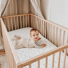 Comfortable crib sheet set forest grey leaf print