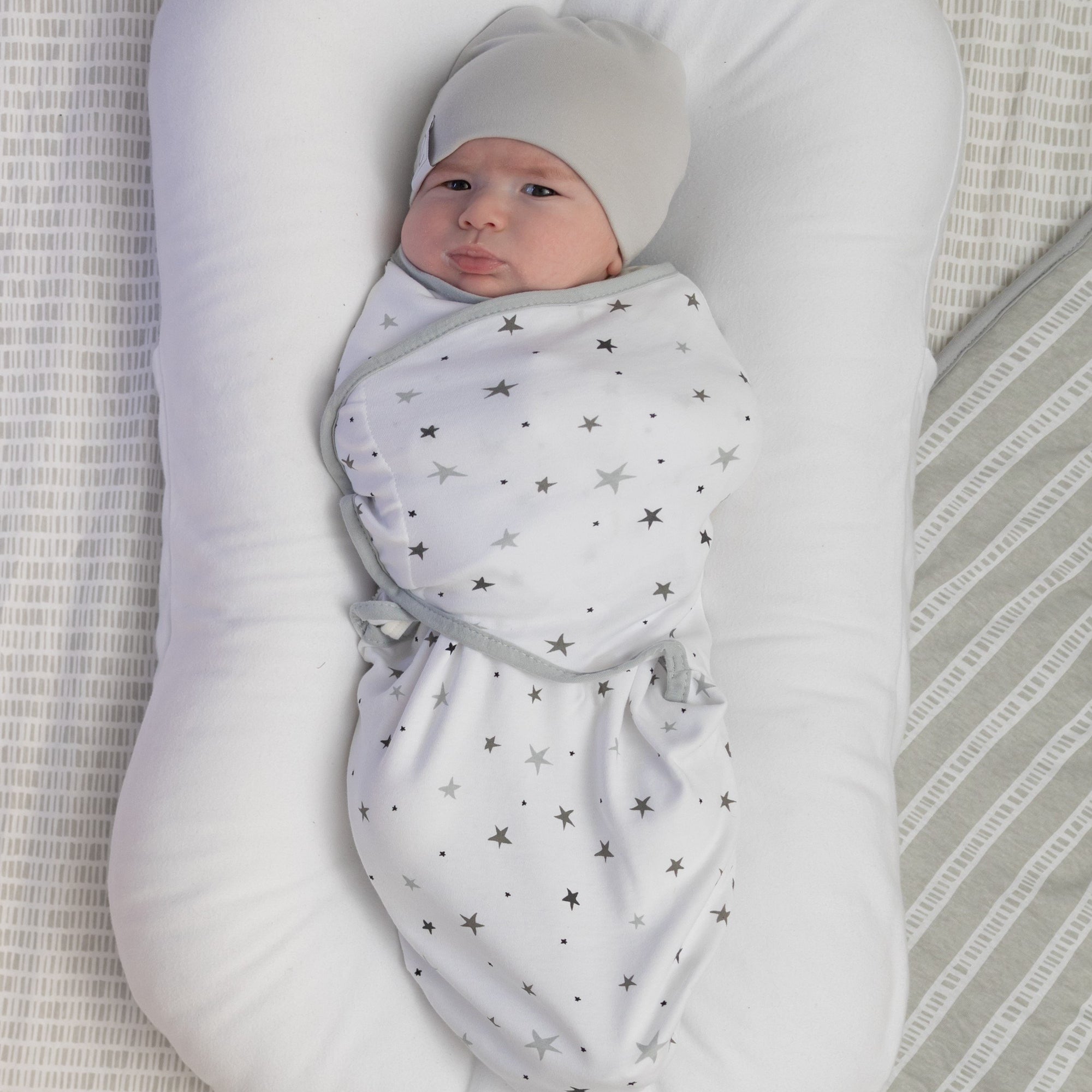 Grey Stars hypoallergenic Swaddle Blankets