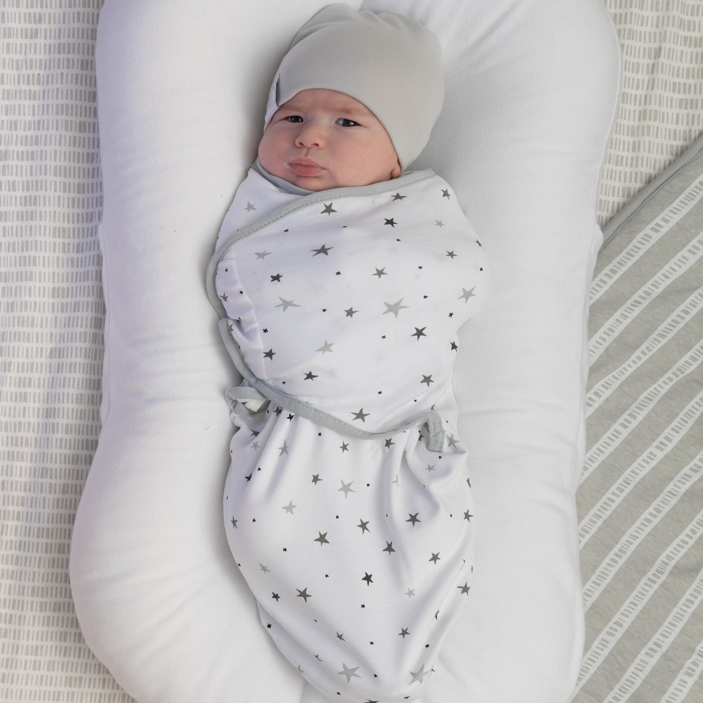 Grey Stars hypoallergenic Swaddle Blankets