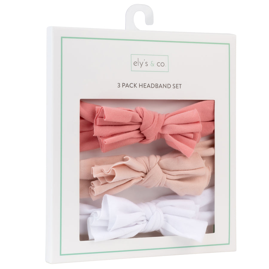 3 Pack Headband Set - Fuchsia, Blush & White