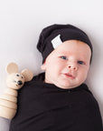 2 Pack Jersey Cotton Beanie Hat Set - Khaki & Black