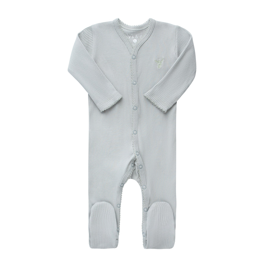 Ribbed Cotton - Embroidered Ginkgo Collection Footies