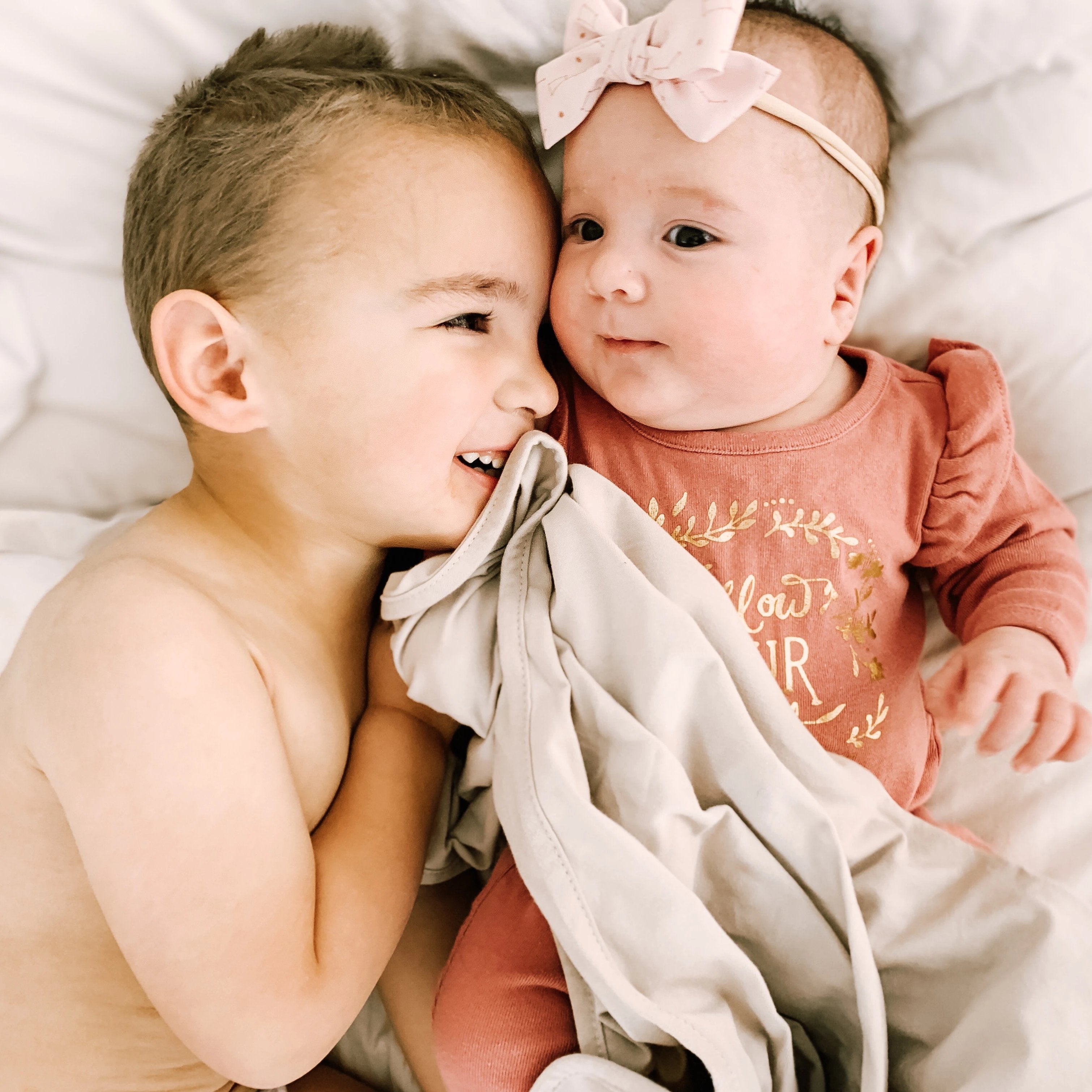 Jersey Knit Cotton Swaddle Blanket and Beanie Gift Set Ely's & Co.