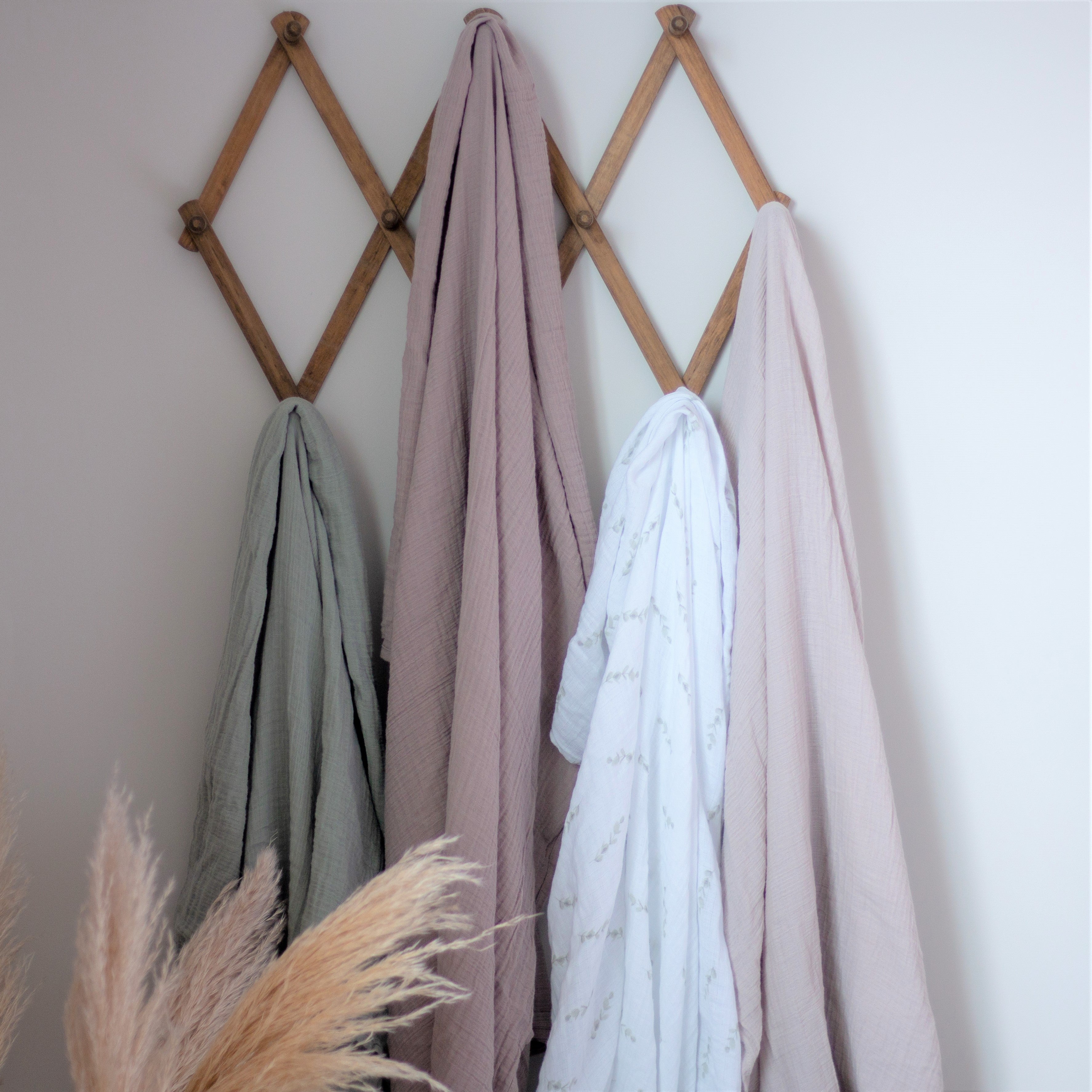 2 Pack Cotton Muslin Swaddle Blanket - Grey Leaf
