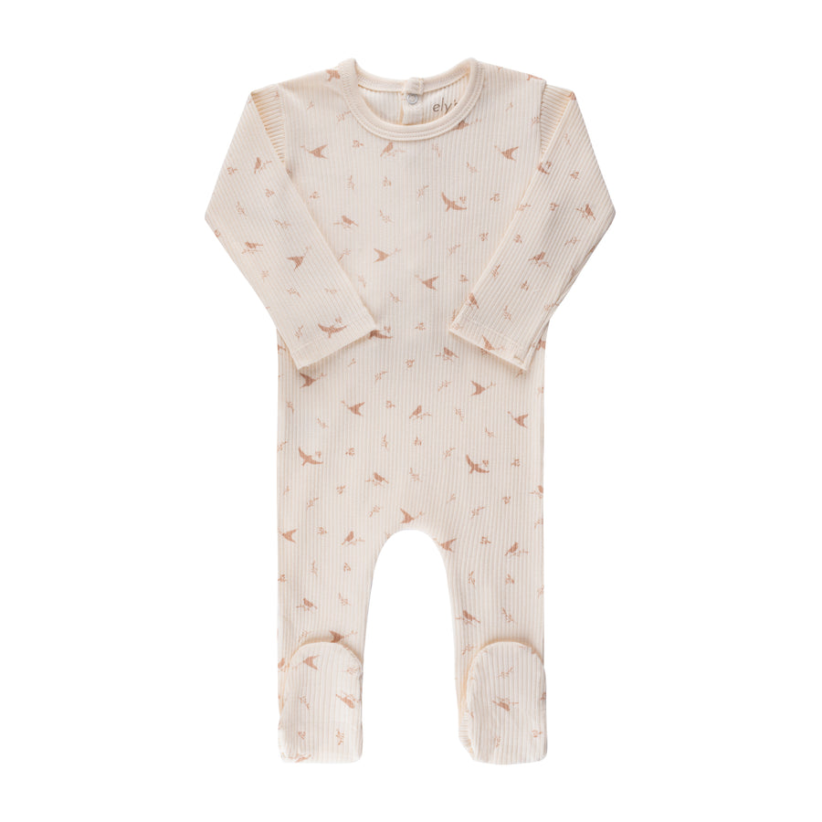 Ribbed Cotton - Bird Collection- Footies