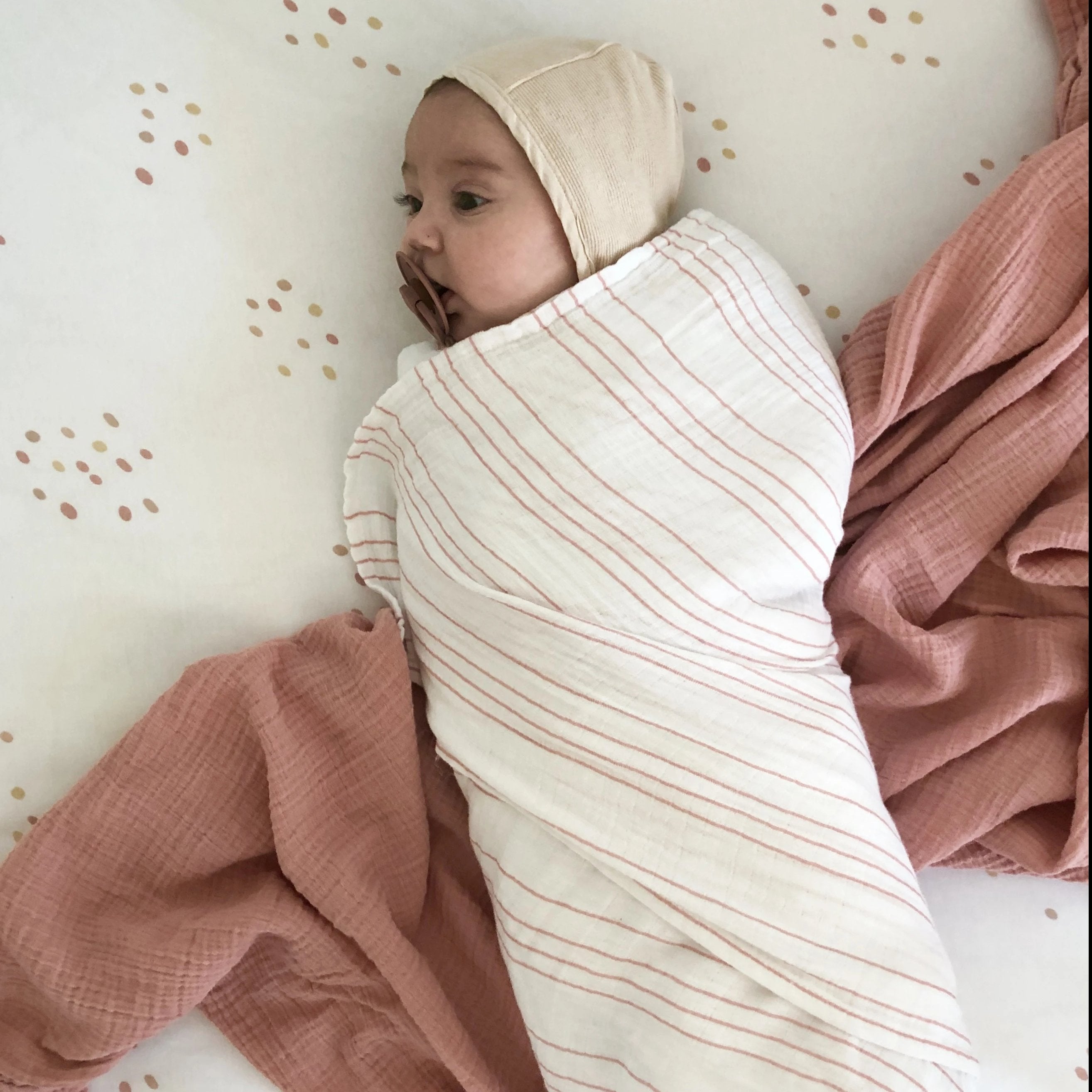 3 Pack Cotton Muslin Swaddle Blanket - Dusty Rose Stars