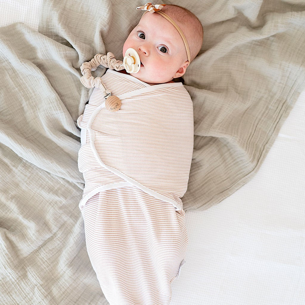 Mauve Tulips & Stripes Adjustable Swaddle Baby