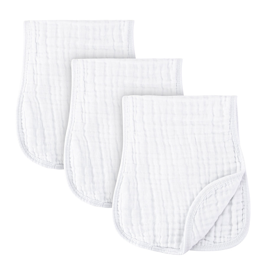 Reversible Burp Cloths I Solid White Muslin