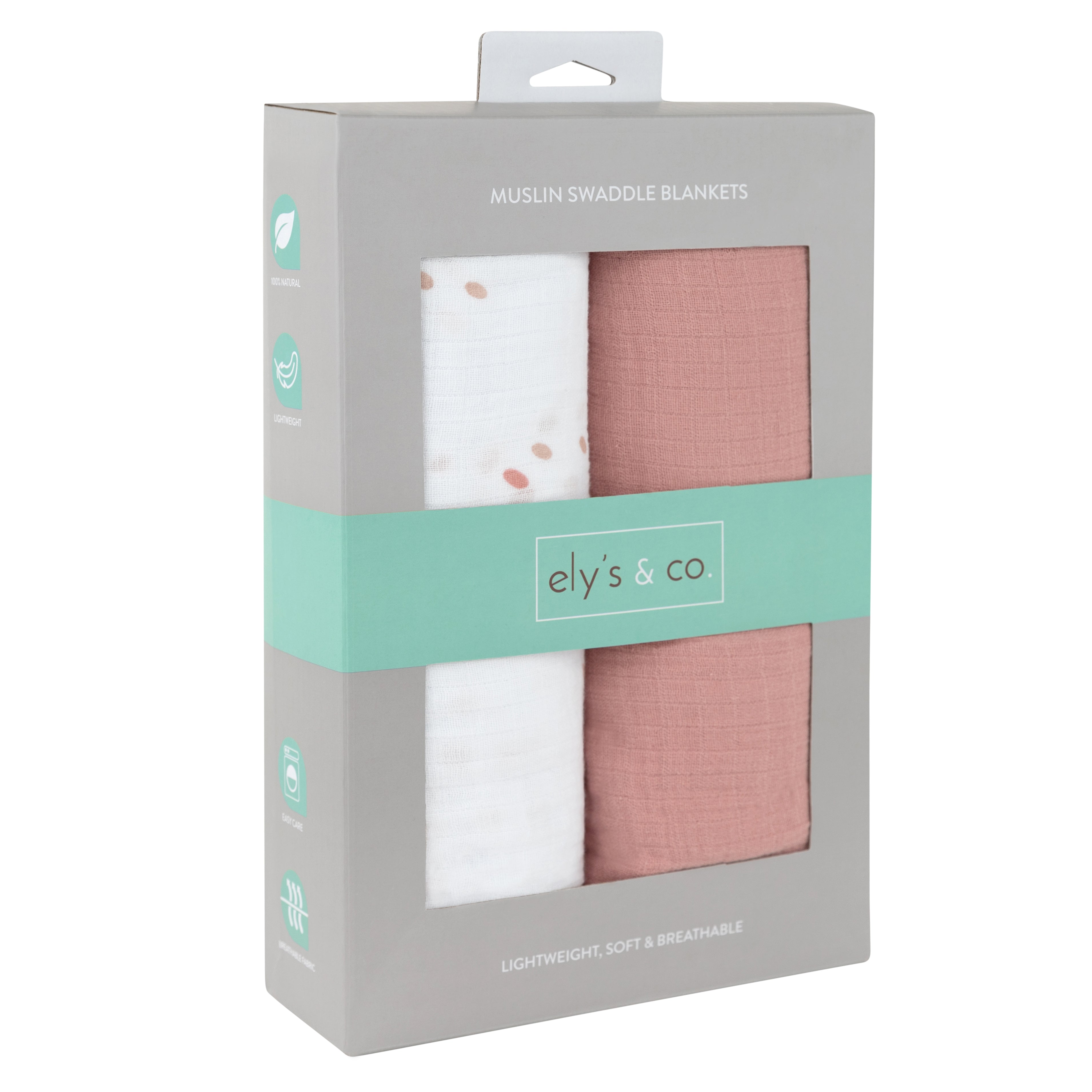 2 Pack Cotton Muslin Swaddle Blanket - Pink Raindrops