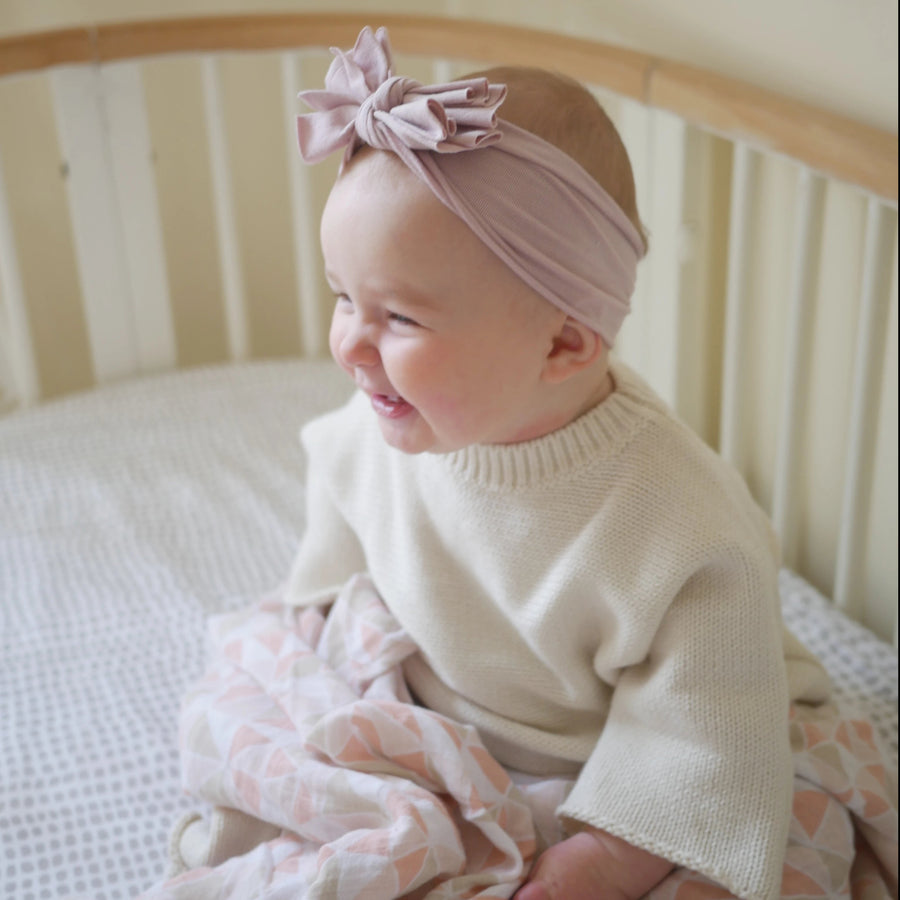 Jersey Knit Cotton Swaddle Blanket, Beanie & Headband Gift Set