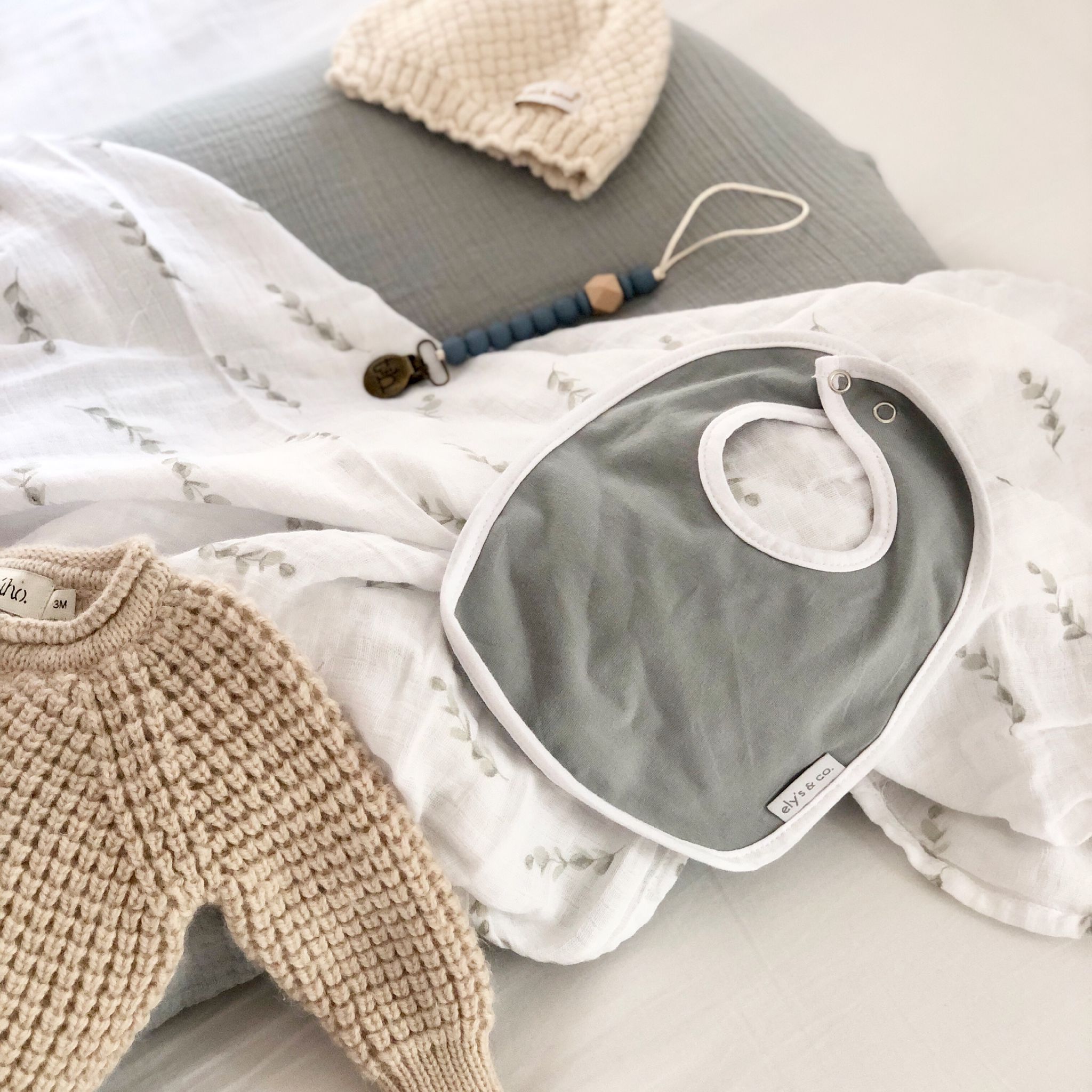2 Pack Cotton Muslin Swaddle Blanket - Misty Blue Dottie