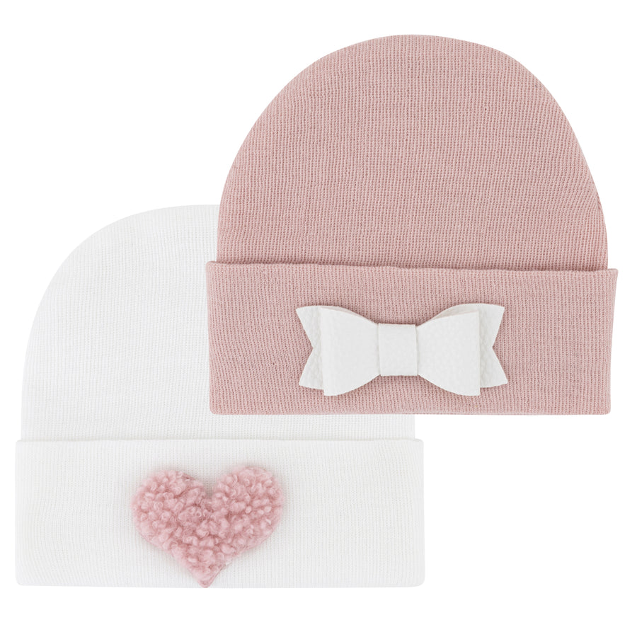 Newborn Hospital Hats - Pink & White