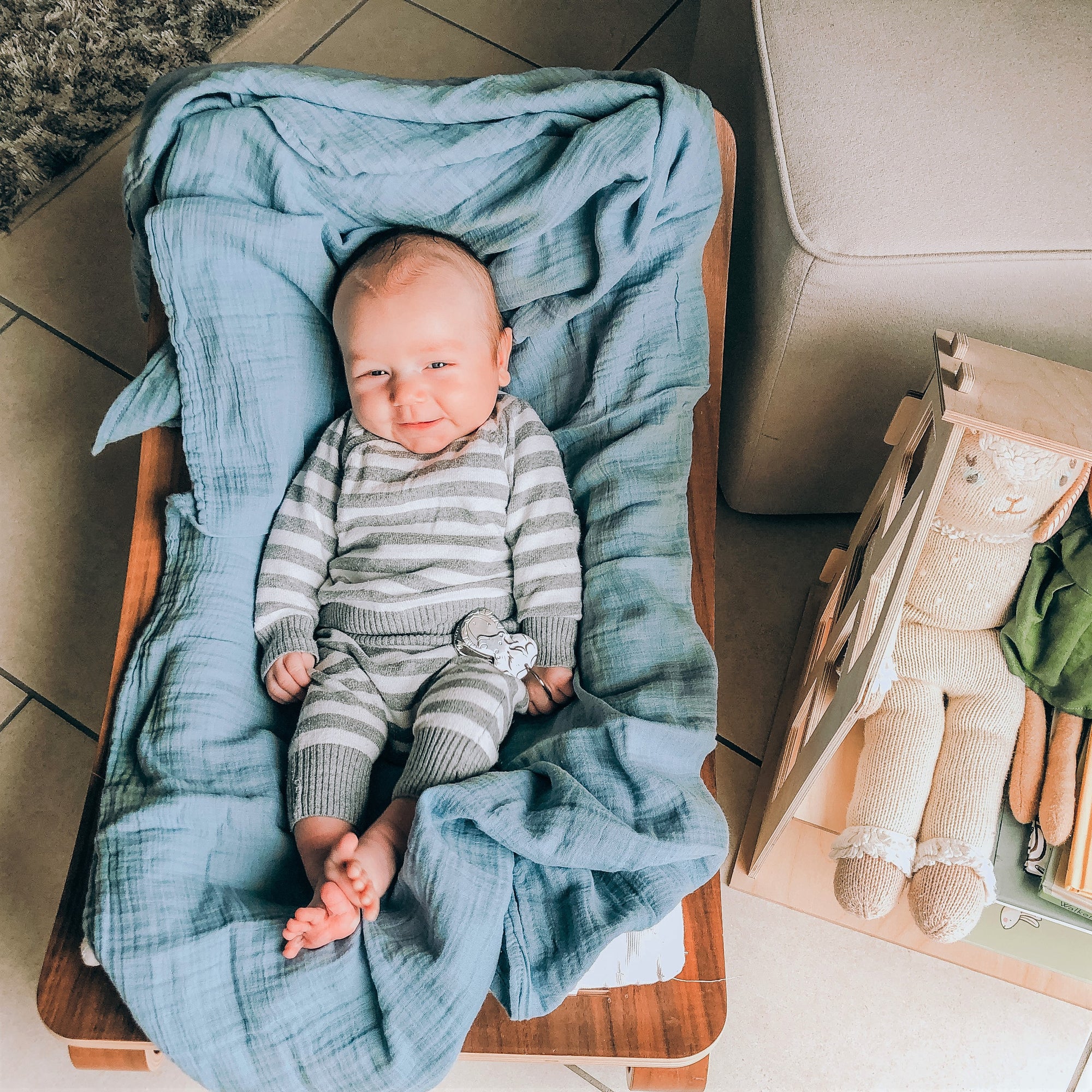 Versatile Muslin Blankets - Blue Raindrops