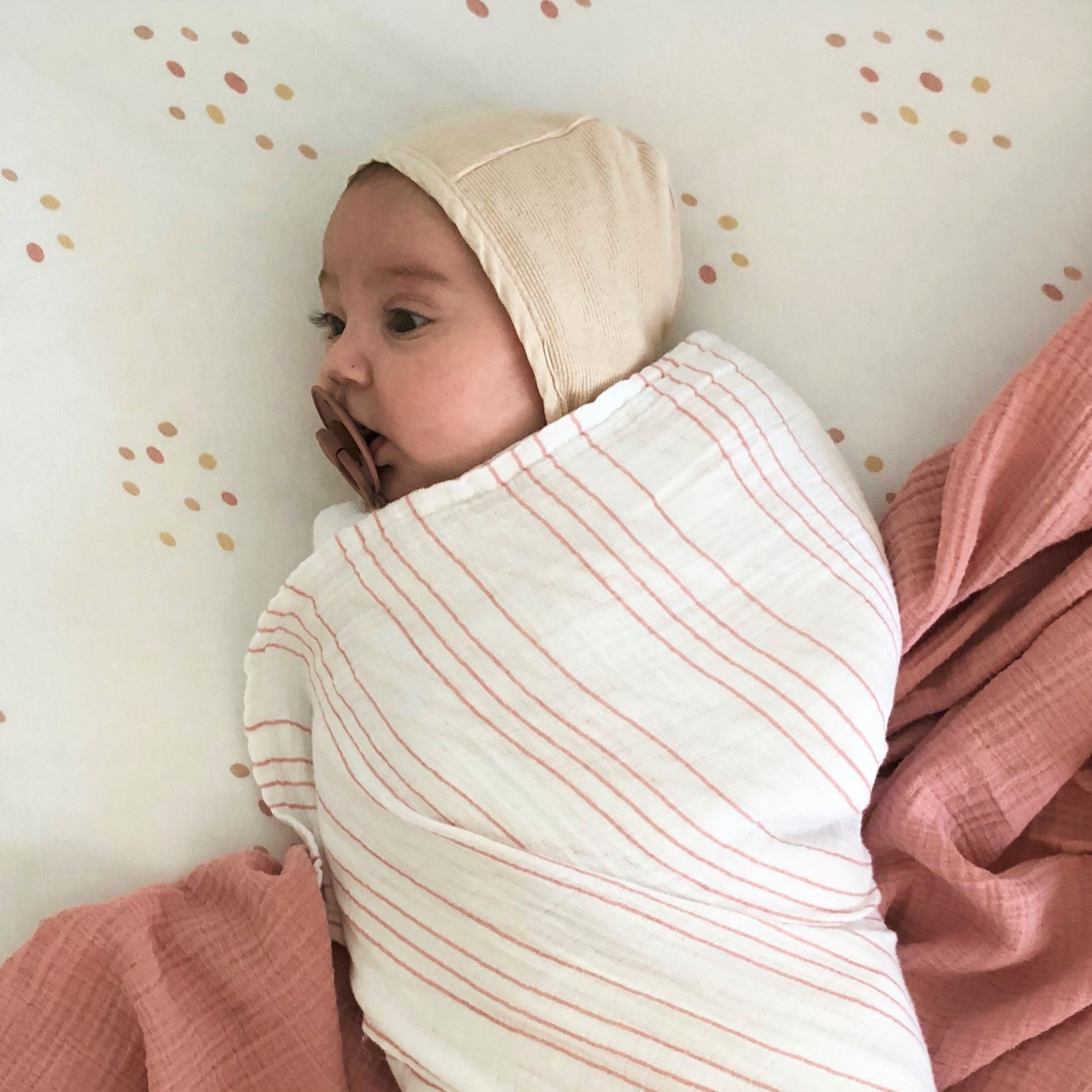 2 Pack Cotton Muslin Swaddle Blanket - Pink Raindrops