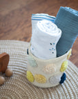 everyday use muslin swaddle - blue Raindrops