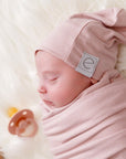 Jersey Knit Cotton Swaddle Blanket and Beanie Gift Set