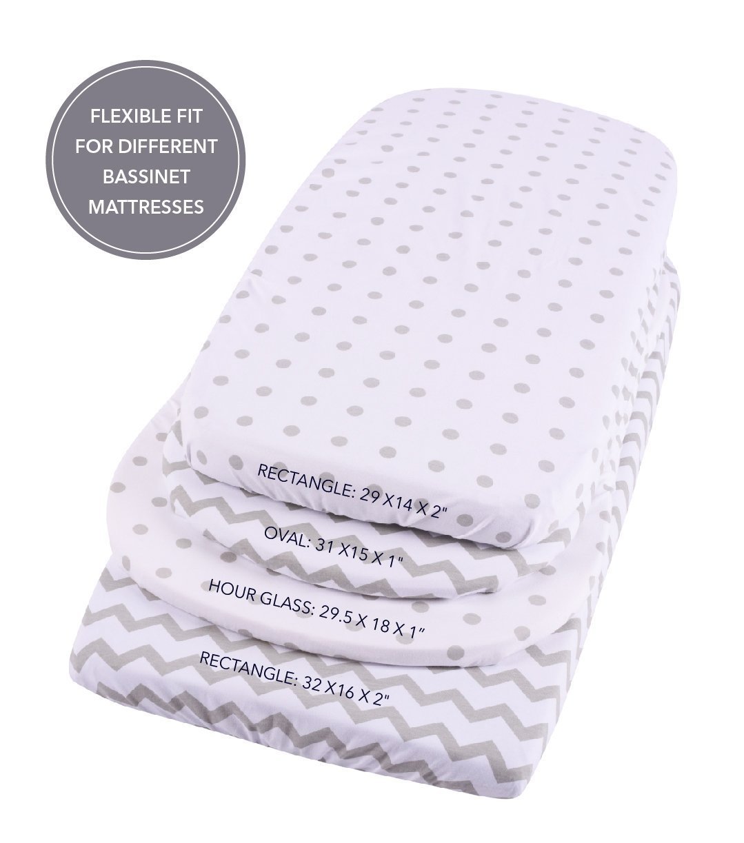 Waterproof Bassinet Sheet Set Grey Chevron Polka Dot – Ely's