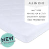 Waterproof Cotton Quilted Pack n Play Mattress Pad Cover and Cozy Sheet, White by Ely's & Co