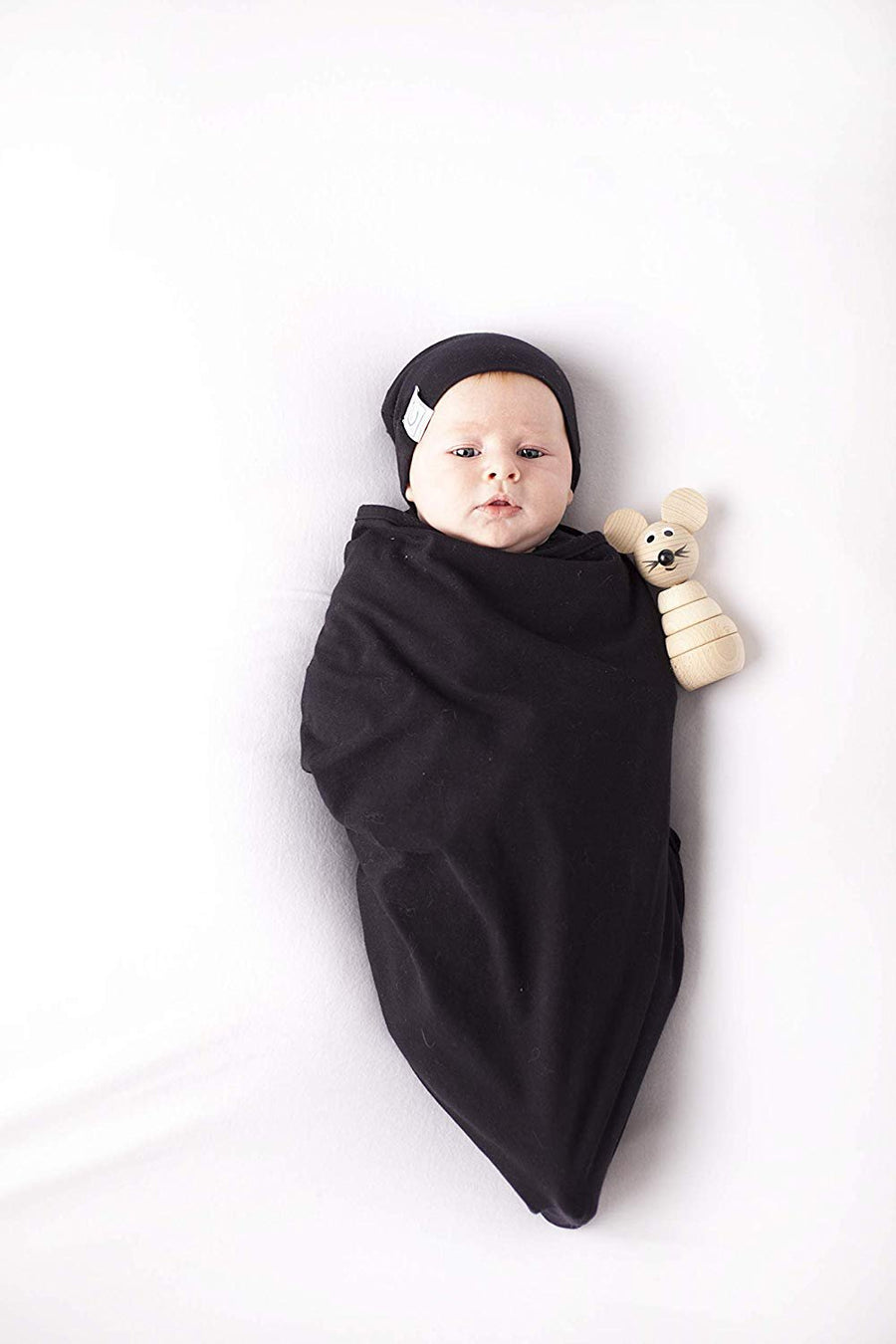 Jersey Knit Cotton Swaddle Blanket and Beanie Gift Set
