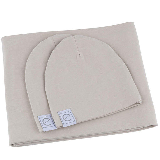 Jersey Knit Cotton Swaddle Blanket and Beanie Gift Set Ely's & Co.