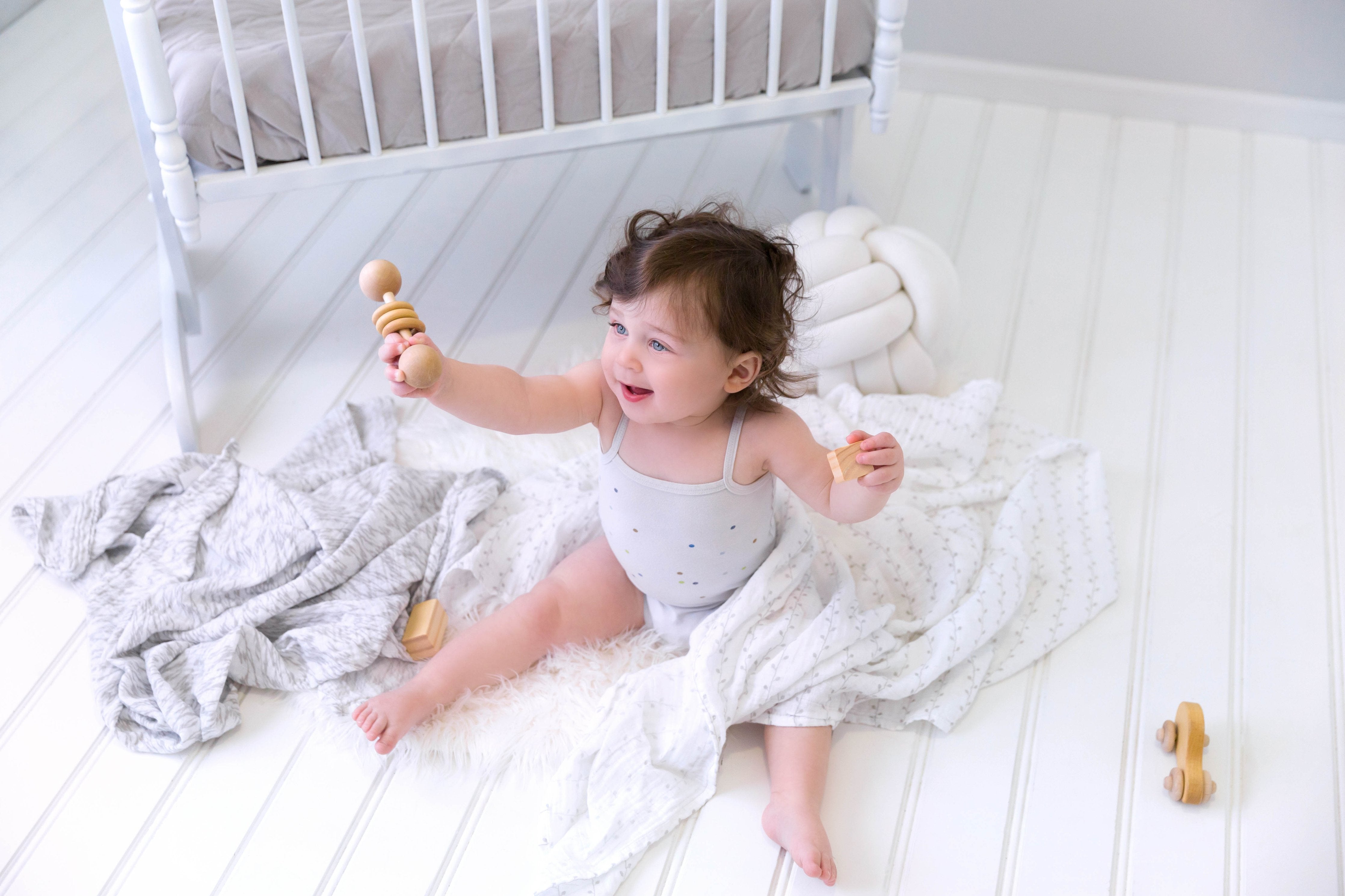 Grey lightweight baby swaddle