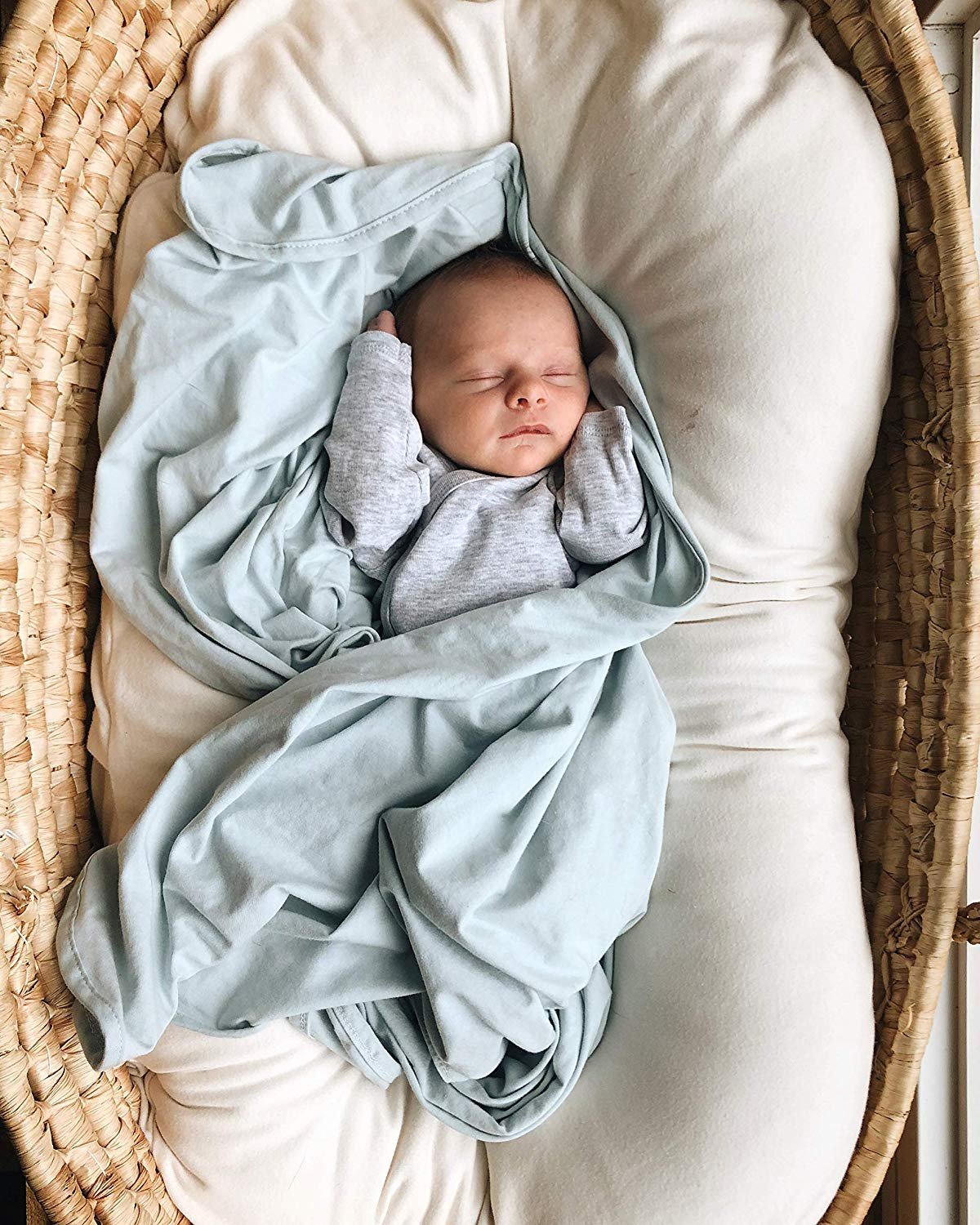 Jersey Knit Cotton Swaddle Blanket and Beanie Gift Set Ely's & Co.