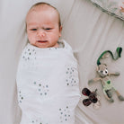 muslin swaddle for newborn - Blue Raindrops