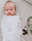 muslin swaddle for newborn - Blue Raindrops