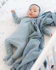 newborn swaddle blanket breathable - Blue Raindrops